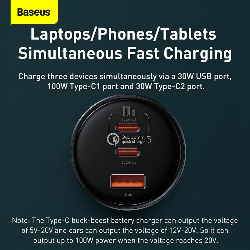 ⁦מטען מהיר במיוחד לרכב מבית Baseus בהספק 160W⁩ – תמונה ⁦4⁩