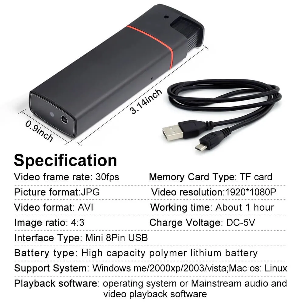 ⁦מצלמה נסתרת דמוי מצית באיכות גבוהה FULL HD 1080P⁩ – תמונה ⁦2⁩