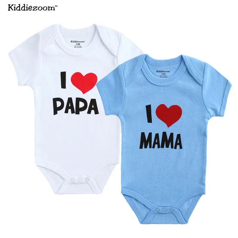 ⁦סט 2 בגדי גוף לתינוקות עם הדפס של - I LOVE MAMA / I LOVE PAPA⁩ – תמונה ⁦5⁩