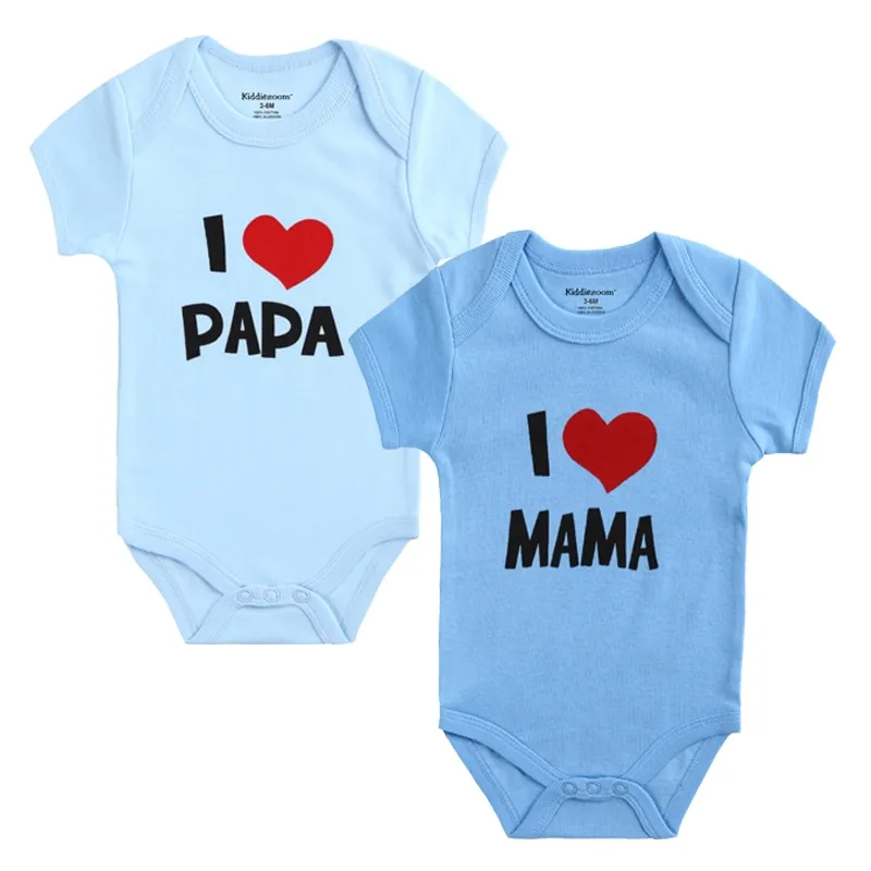 ⁦סט 2 בגדי גוף לתינוקות עם הדפס של - I LOVE MAMA / I LOVE PAPA⁩ – תמונה ⁦4⁩