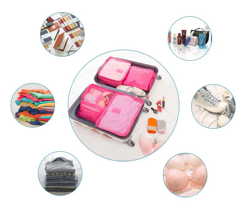 6PCs/Set Travel Bag Clothing Organizer Multifunctional Storage Bag High Capacity Mesh Packing Cubes Unisex Luggage Organizer Bag 6PCs/Set Travel Bag Clothing Organizer Multifunctional Storage Bag High Capacity Mesh Packing Cubes Unisex Luggage Organizer Bag