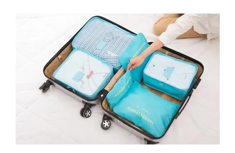 6PCs/Set Travel Bag Clothing Organizer Multifunctional Storage Bag High Capacity Mesh Packing Cubes Unisex Luggage Organizer Bag 6PCs/Set Travel Bag Clothing Organizer Multifunctional Storage Bag High Capacity Mesh Packing Cubes Unisex Luggage Organizer Bag