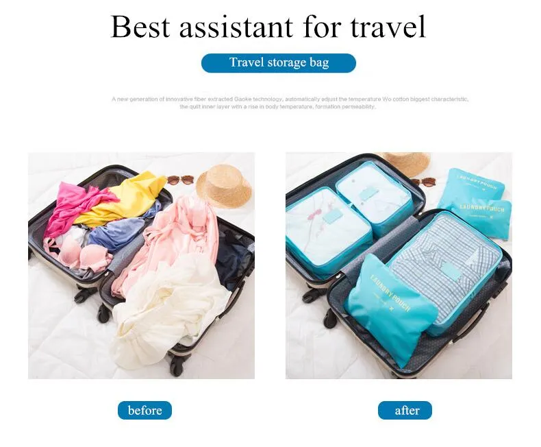6PCs/Set Travel Bag Clothing Organizer Multifunctional Storage Bag High Capacity Mesh Packing Cubes Unisex Luggage Organizer Bag 6PCs/Set Travel Bag Clothing Organizer Multifunctional Storage Bag High Capacity Mesh Packing Cubes Unisex Luggage Organizer Bag