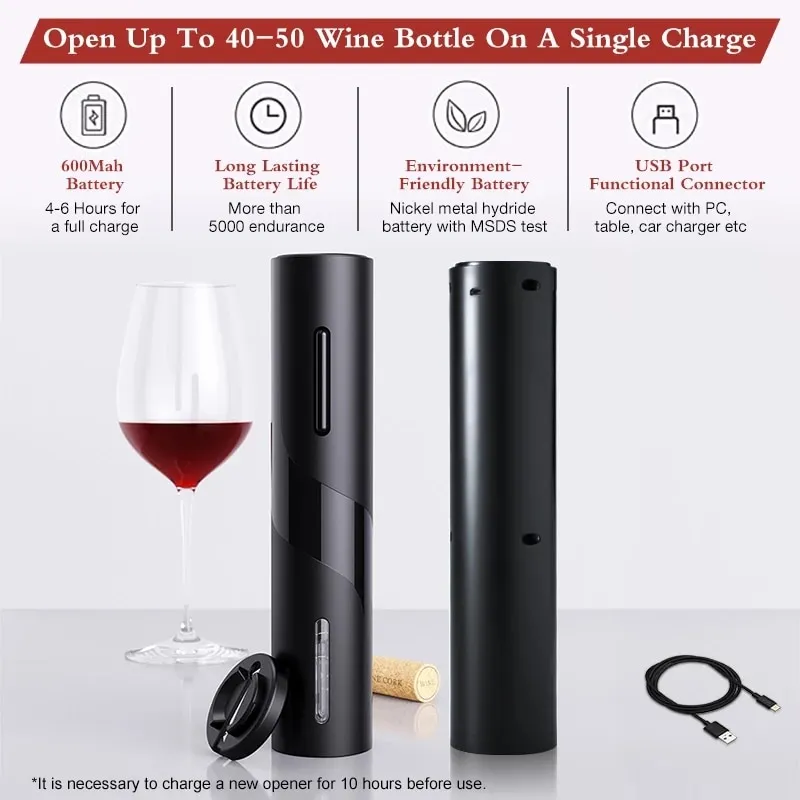 ⁦פותחן בקבוקי יין חשמלי נטען באמצעות כבל USB⁩ – תמונה ⁦2⁩