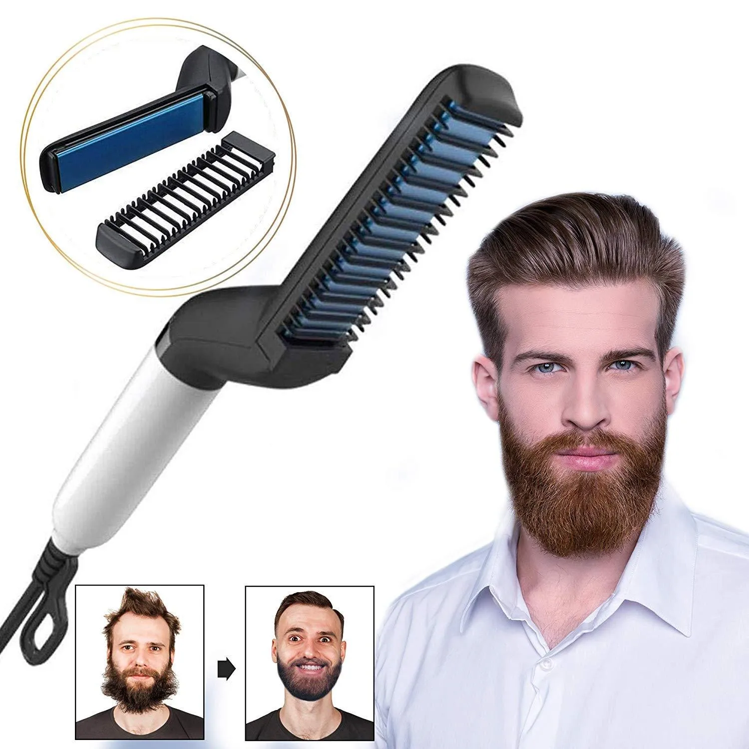 מברשת לייבוש ועיצוב שיער וזקן לגברים