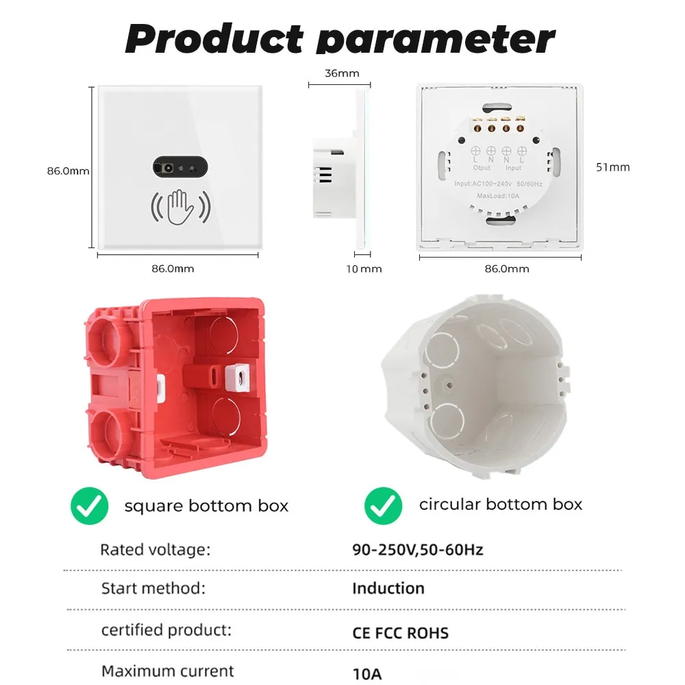 ⁦מתג חכם מבית SMATRUL עם חיישן להדלקה וכיבוי ללא מגע!⁩ – תמונה ⁦5⁩