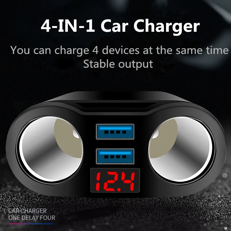 מפצל חיבור מצת מכניסה אחת ל-2 – כולל 2 כניסות USB לרכב טעינה מהירה! – תמונה 4