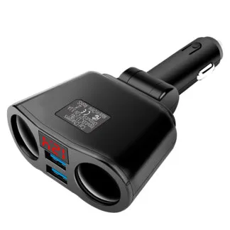 מפצל חיבור מצת מכניסה אחת ל-2 – כולל 2 כניסות USB לרכב טעינה מהירה!