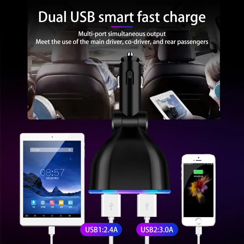 ⁦מפצל 2 שקעים לרכב + 2 כניסות USB לרכב Qualcomm Quick 3.0⁩ – תמונה ⁦6⁩