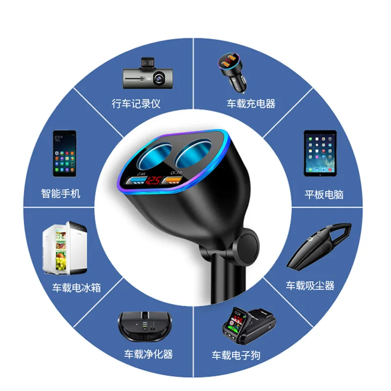 ⁦מפצל 2 שקעים לרכב + 2 כניסות USB לרכב Qualcomm Quick 3.0⁩ – תמונה ⁦3⁩