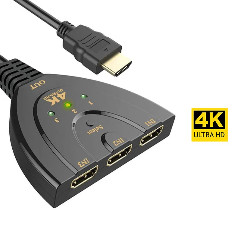 ⁦בורר/מפצל HDMI שלוש כניסות באיכות 4K!⁩ – תמונה ⁦2⁩