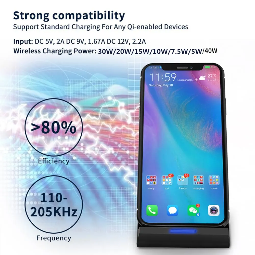 ⁦משטח טעינה אלחוטי QI מהיר 40W - עם מעמד מובנה⁩ – תמונה ⁦3⁩