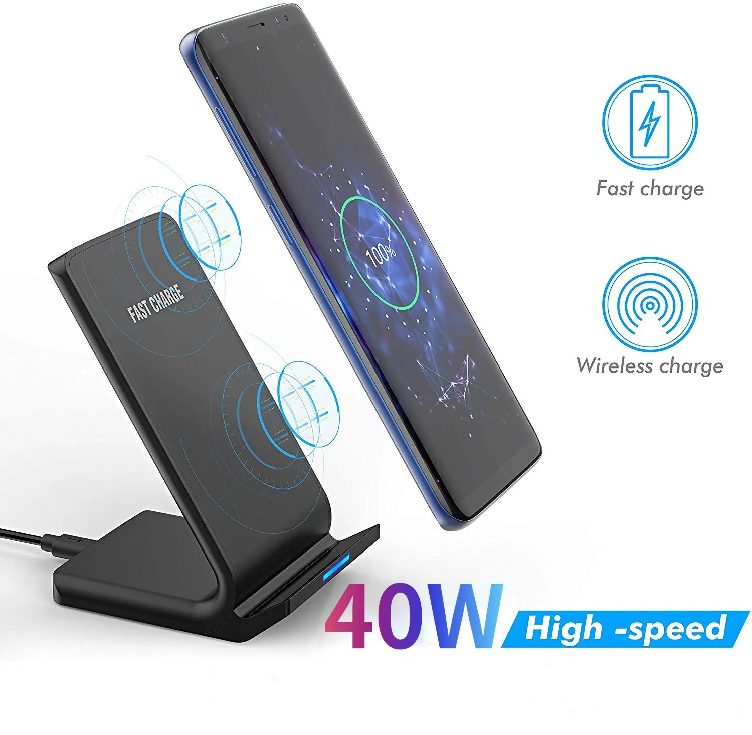 ⁦משטח טעינה אלחוטי QI מהיר 40W - עם מעמד מובנה⁩ – תמונה ⁦4⁩
