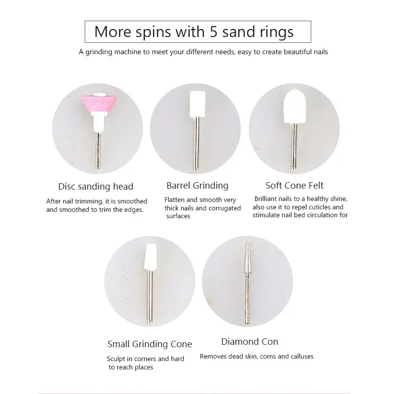 סט מניקור פדיקור נייד 5 ב 1 עובד באמצעות סוללות!