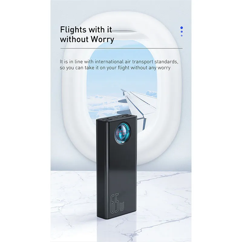 POWERBANK סוללת גיבוי/מטען נייד 65W 30000mAh - של BASEUS – תמונה 6