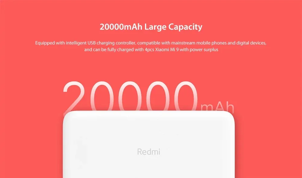 מטען נייד Xiaomi שיאומי בנפח 20,000mah – תומך טעינה דו כיוונית מהירה