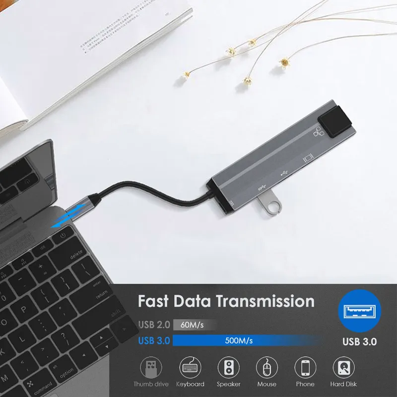 עמדת עגינה (רכזת) אשר תואמת עבור : Galaxy S10/S9 – MacBook – RJ45 Thunderbolt 3 – תמונה 3