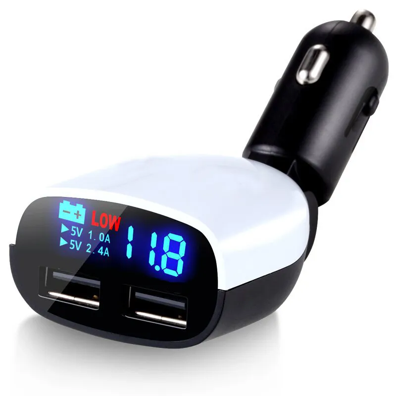 ⁦מטען USB כפול לרכב עם מסך לד⁩ – תמונה ⁦2⁩