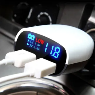 מטען USB כפול לרכב עם מסך לד