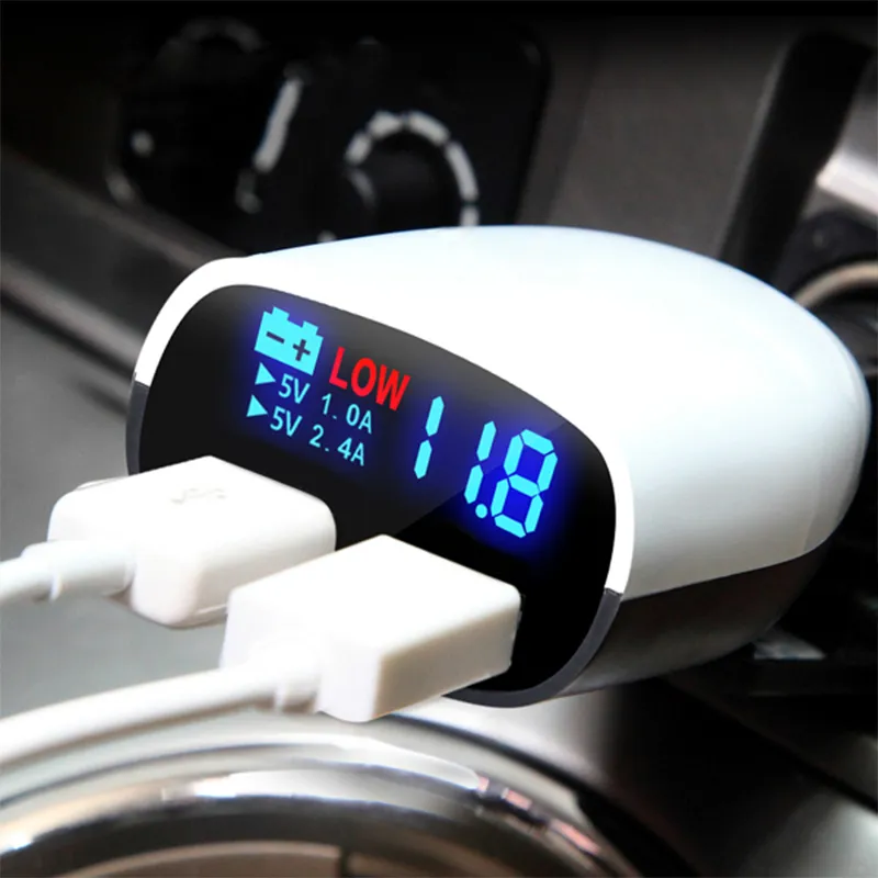 מטען USB כפול לרכב עם מסך לד