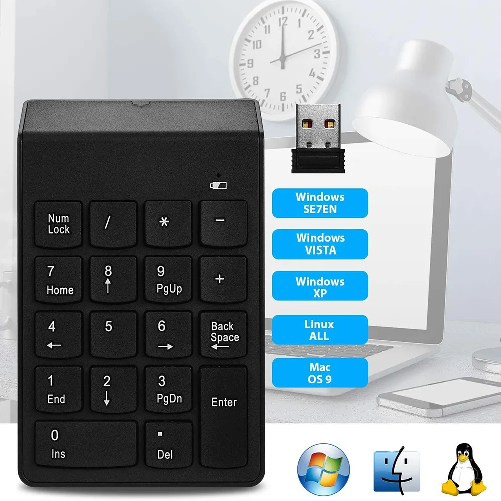 מקלדת מספרים נומרית אלחוטית עם דונגל USB – תמונה 3