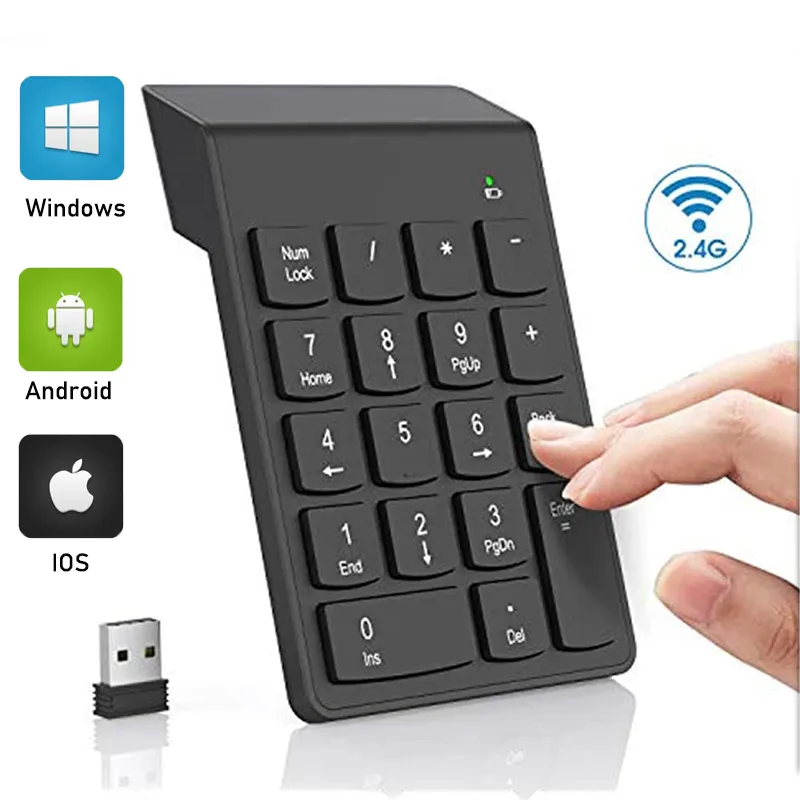 מקלדת מספרים נומרית אלחוטית עם דונגל USB – תמונה 2