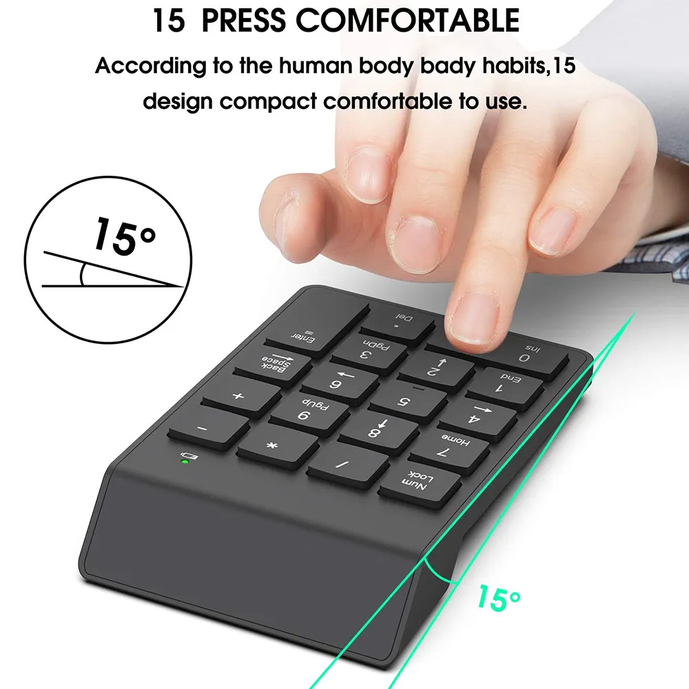 מקלדת מספרים נומרית אלחוטית עם דונגל USB – תמונה 4