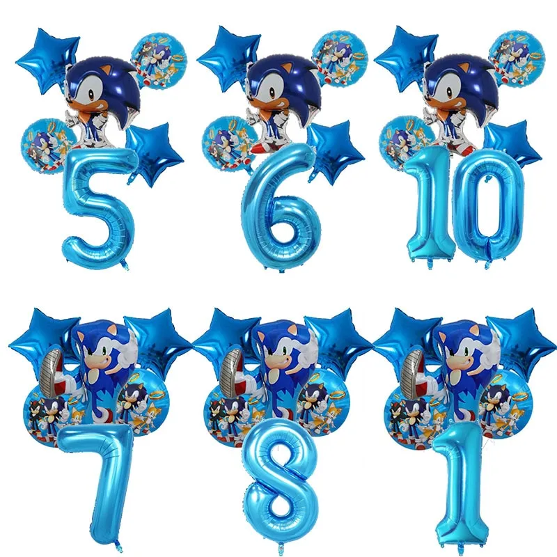 6 יח’ בלוני סוניק הקיפוד ליום הולדת עם מספר!