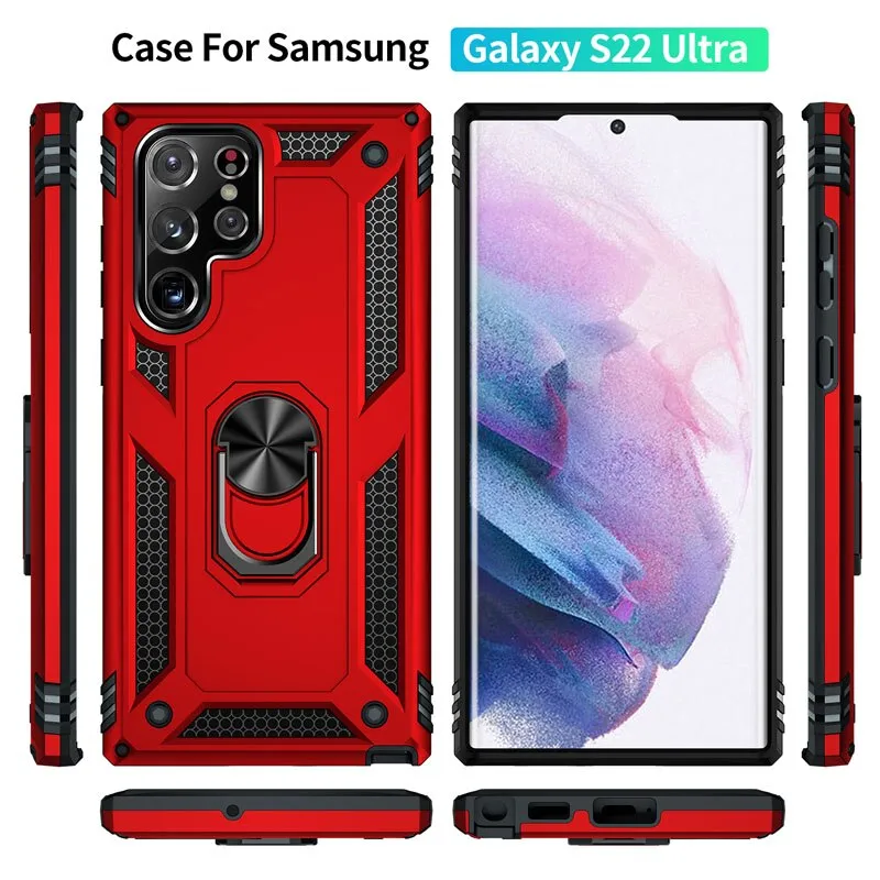 כיסוי שריון איכותי למכשירי סמסונג גלקסי Samsung Galaxy S22 S21 S20 FE S8 S9 S10 Plus Note 20 8 9 10 – תמונה 6