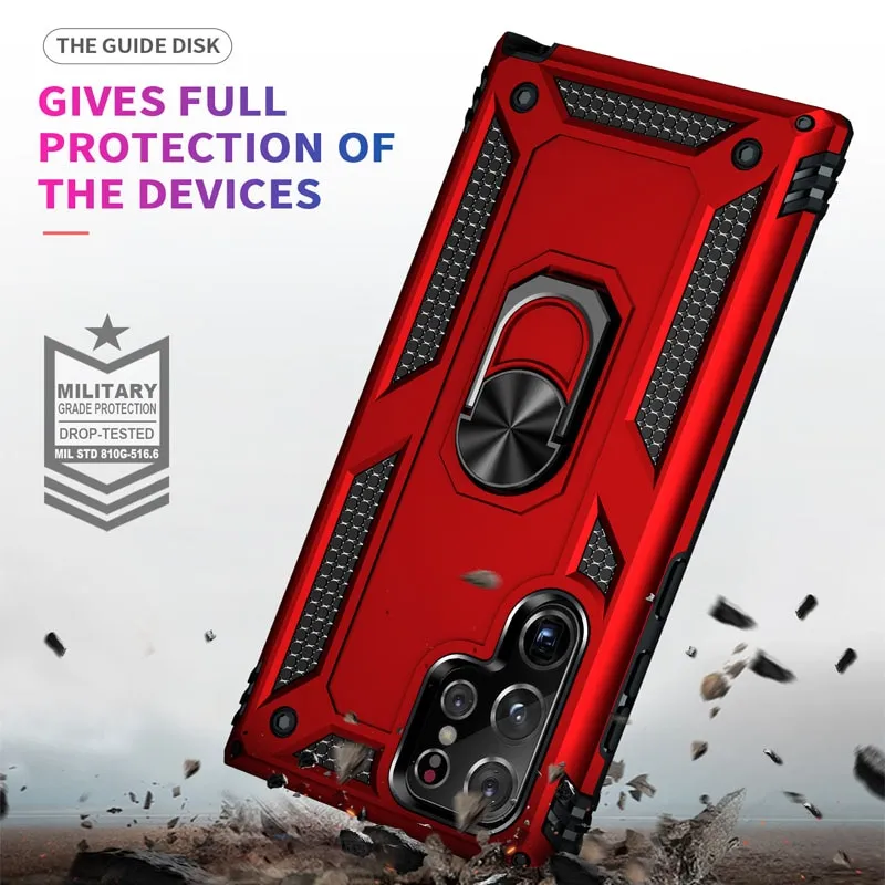 כיסוי שריון איכותי למכשירי סמסונג גלקסי Samsung Galaxy S22 S21 S20 FE S8 S9 S10 Plus Note 20 8 9 10 – תמונה 3