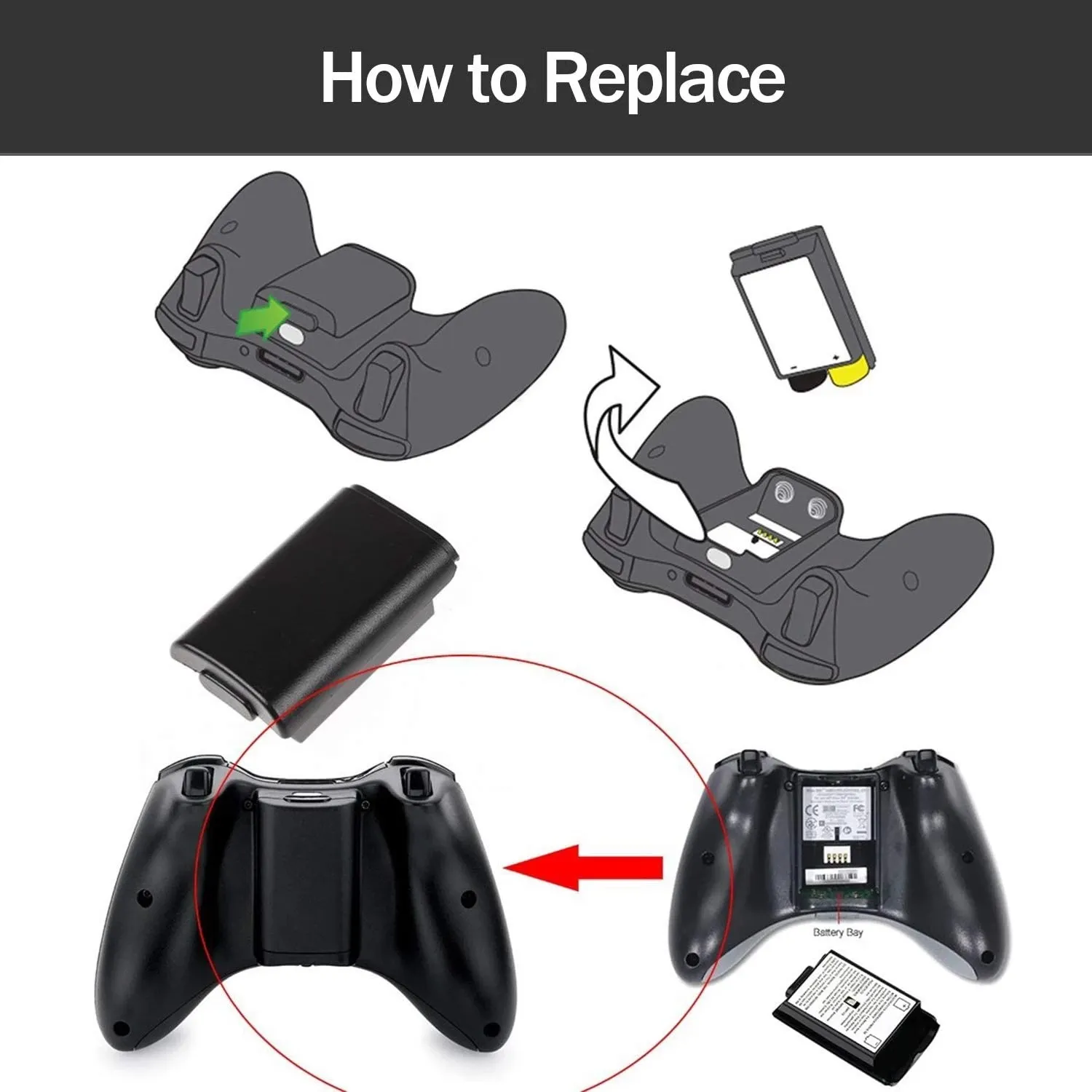 מכסה סוללות לשלט אקס בוקס XBOX 360