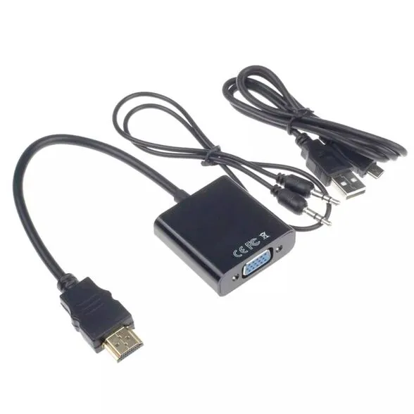 מתאם וידאו HDMI ל- VGA + חשמל + אודיו