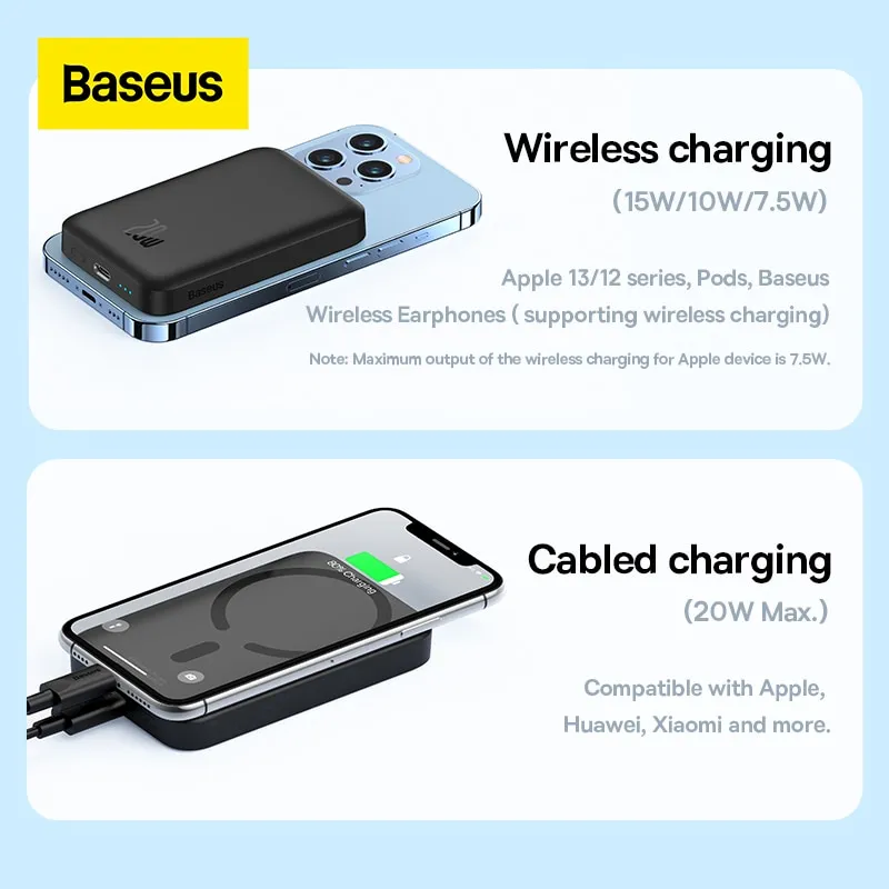 ⁦מטען נייד Baseus Magnetic Power Bank Magsafe טעינה אלחוטית⁩ – תמונה ⁦3⁩