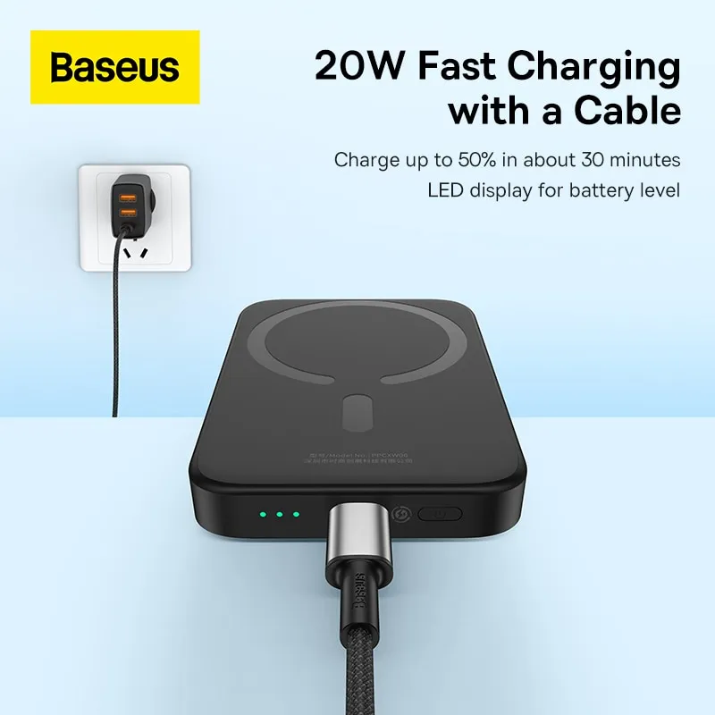 ⁦מטען נייד Baseus Magnetic Power Bank Magsafe טעינה אלחוטית⁩ – תמונה ⁦4⁩