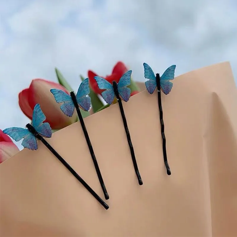 ⁦4 סיכות שיער בעיצוב פרפרים כחולים | סיכות ראש⁩ – תמונה ⁦6⁩