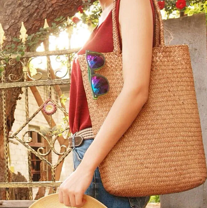 תיק TOTE קש ארוג – תמונה 3