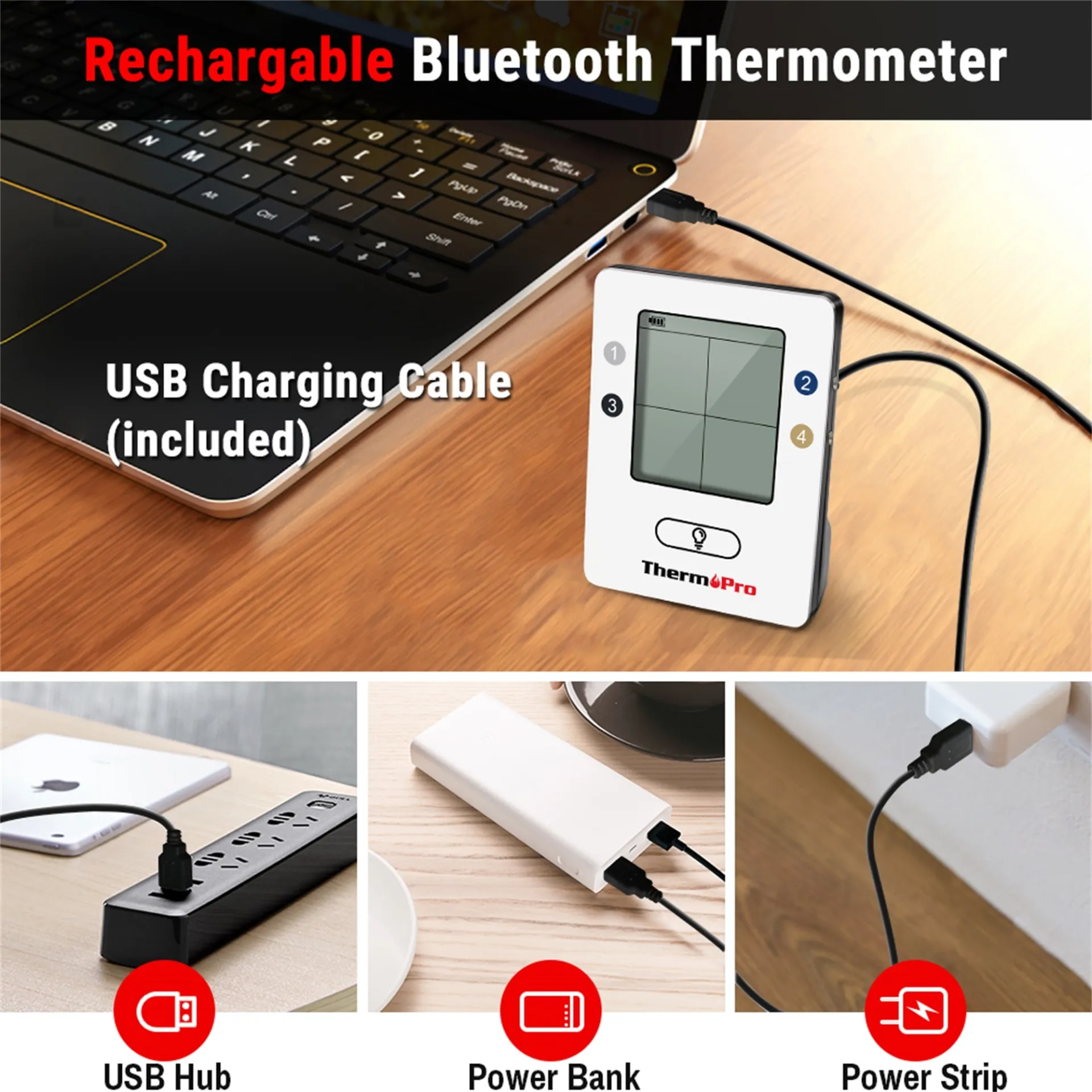 מד חום מזון דיגיטלי אלחוטי +4 פרובים TP25 מבית ThermoPro מד חום מזון דיגיטלי אלחוטי +4 פרובים TP25 מבית ThermoPro