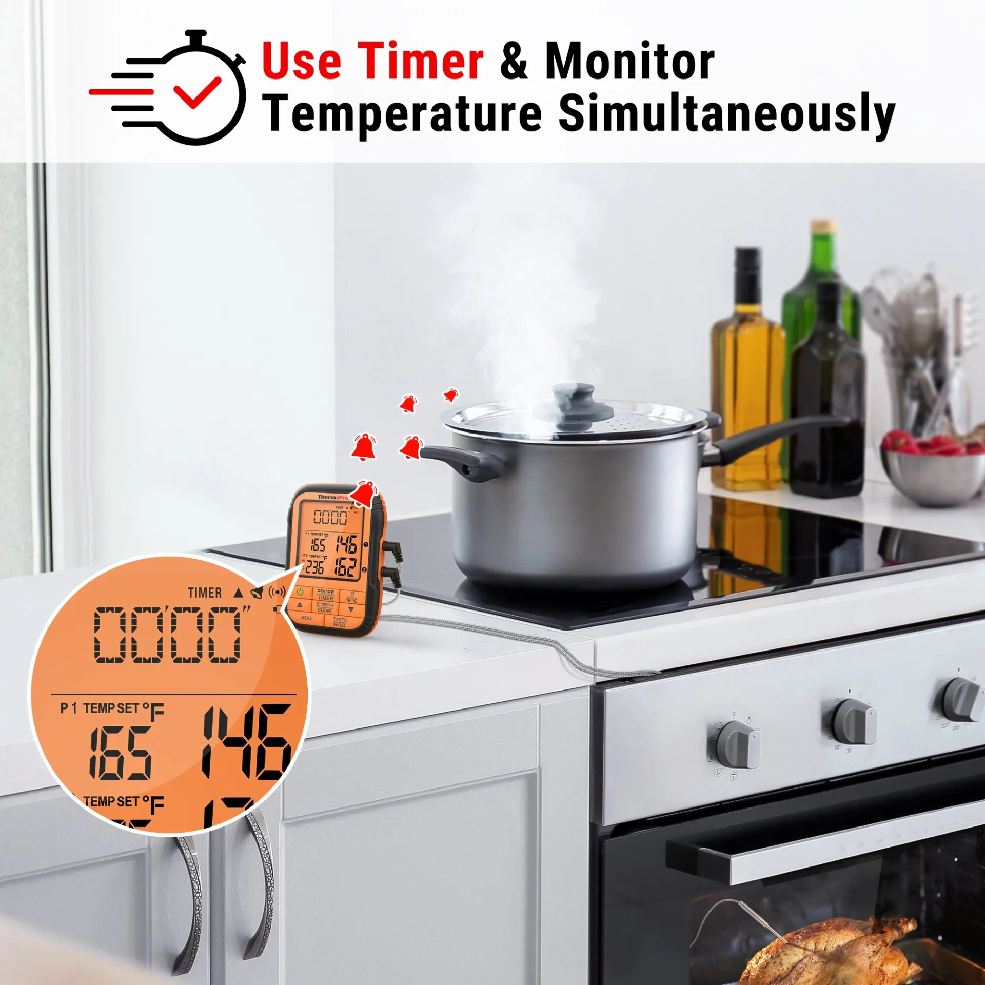 ⁦מד חום מזון דיגיטלי אלחוטי +2 פרובים TP28 מבית ThermoPro⁩ – תמונה ⁦4⁩