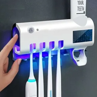 מתקן מברשות שיניים בעל נורת אולטרה סגולה UV מחסלת 99.9% מהחיידקים!