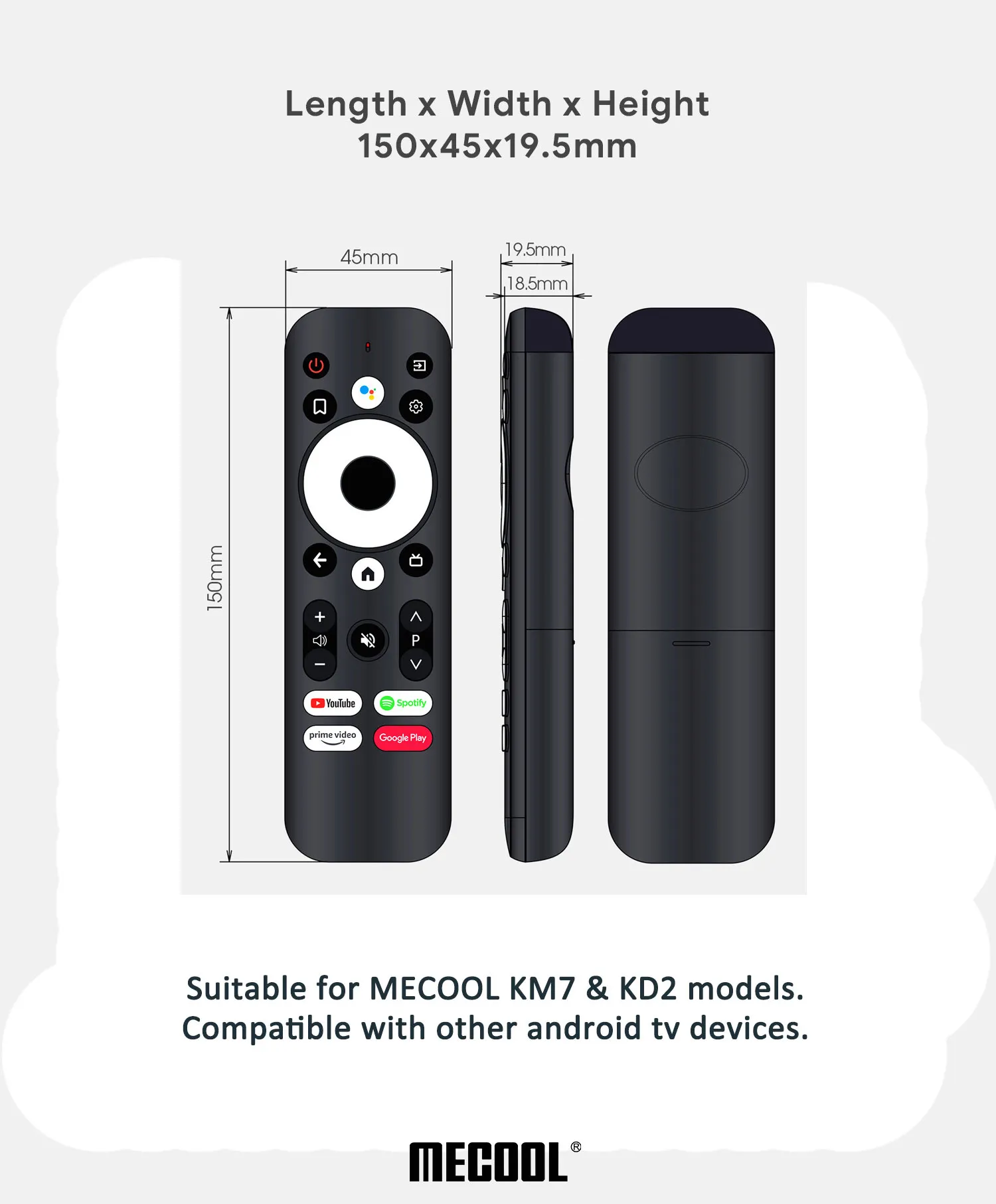 ⁦שלט חליפי מקורי לסטרימר Mecool KD2 KM7 TV BOX  - כולל פונקציה קולית מיקרופון!⁩ – תמונה ⁦5⁩