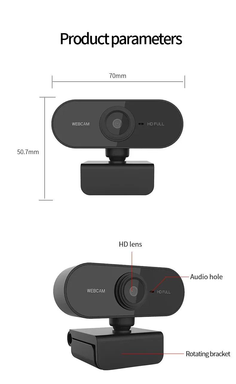 מצלמה רשת למחשב עם מיקרופון מובנה באיכות 1080P FULL HD מצלמה רשת למחשב עם מיקרופון מובנה באיכות 1080P FULL HD