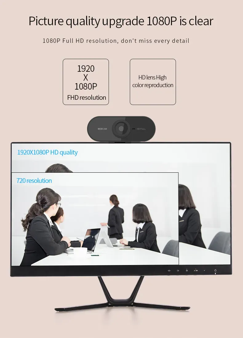 מצלמה רשת למחשב עם מיקרופון מובנה באיכות 1080P FULL HD