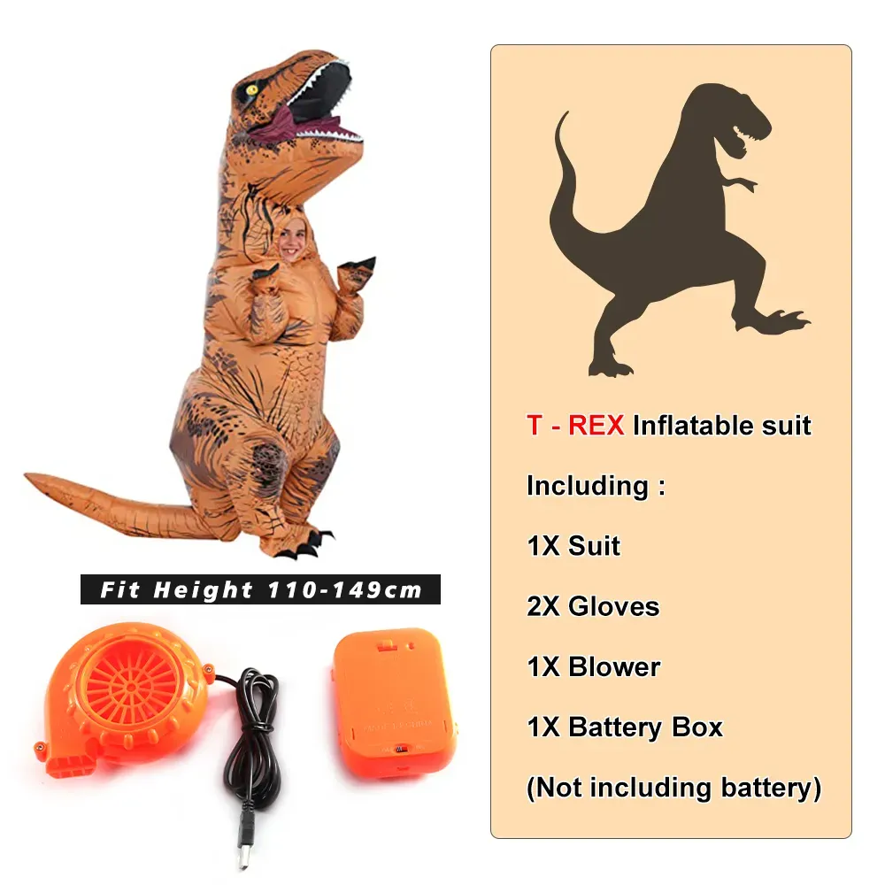 ⁦תחפושת של דינוזאור T-REX מתנפח לילדים ולמבוגרים⁩ – תמונה ⁦6⁩
