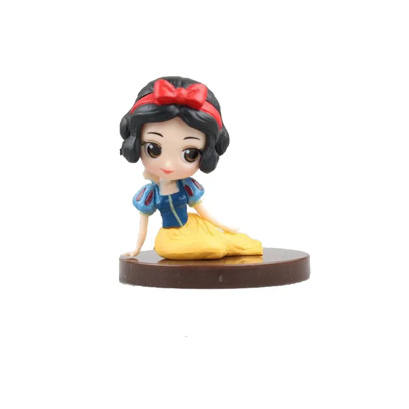 Disney high quality 8Pcs/Set Kawaii Q Snow White Princess Action Figure Ariel Belle Rapunzel Mermaid Toys Models Girls gift