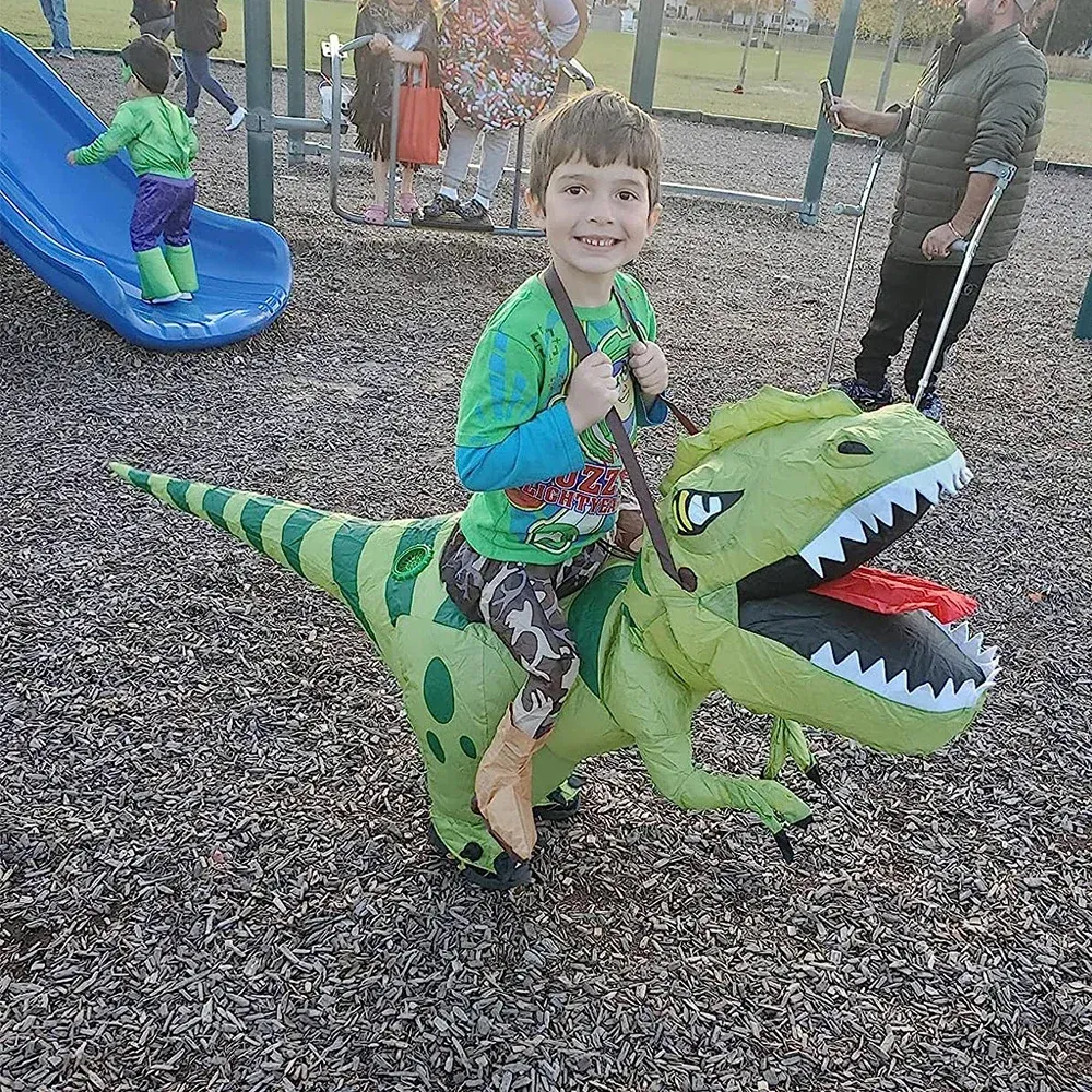 תחפושת של רכיבה על דינוזאור T-REX מתנפח לילדים ולמבוגרים – תמונה 5