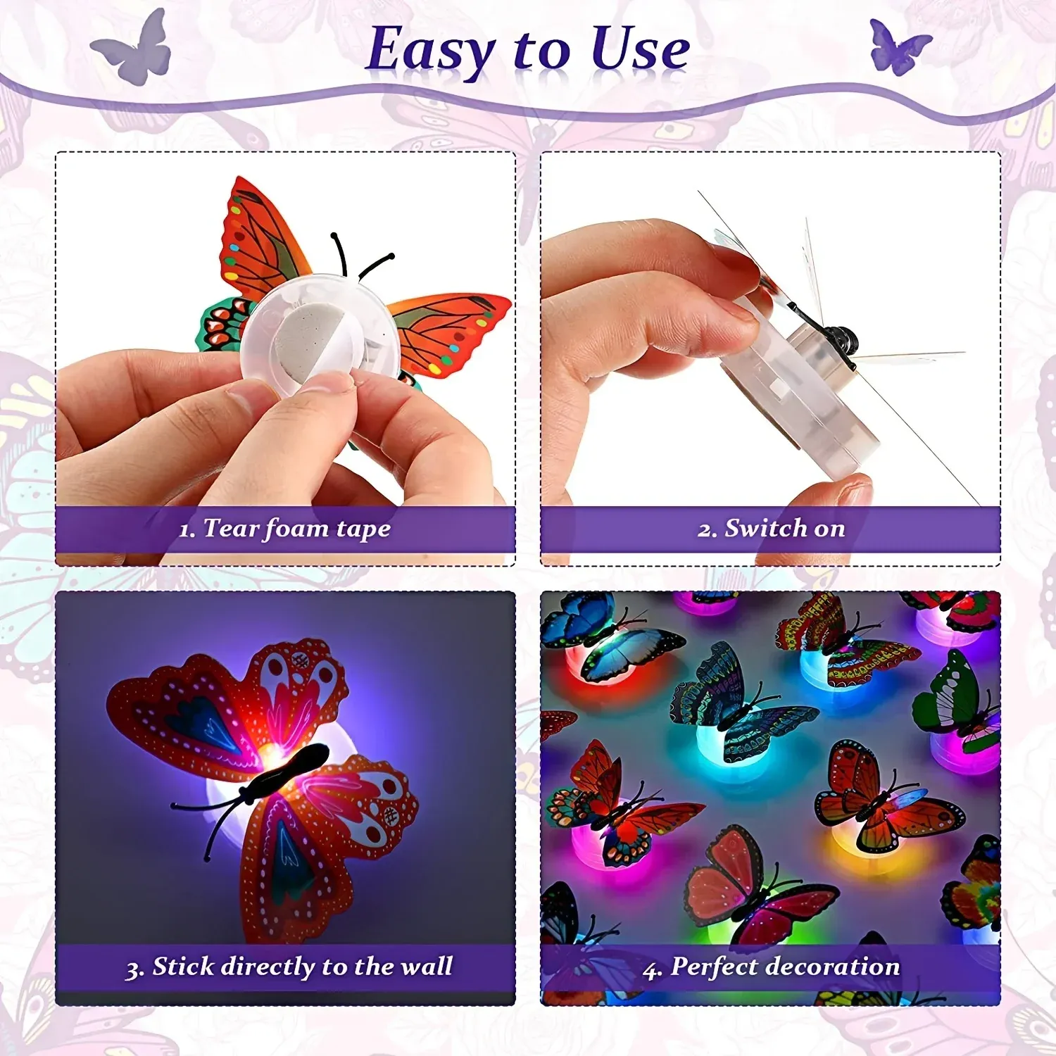10pcs 3D LED Butterfly Decoration Night Light Sticker Single and Double Wall Light for Garden Backyard Lawn Party Festive Party 10pcs 3D LED Butterfly Decoration Night Light Sticker Single and Double Wall Light for Garden Backyard Lawn Party Festive Party