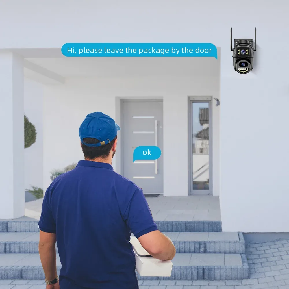מצלמת Wi-Fi כפולה חיצונית עמידה למים באיכות צילום גבוהה 4K