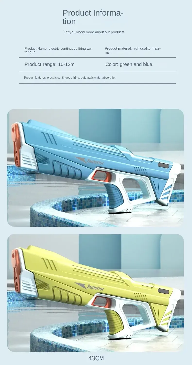 43cm Full Electric Automatic Water Storage Gun Toys Portable Children Summer Beach Outdoor Fight Fantasy Toys for Boys Kids Game 43cm Full Electric Automatic Water Storage Gun Toys Portable Children Summer Beach Outdoor Fight Fantasy Toys for Boys Kids Game