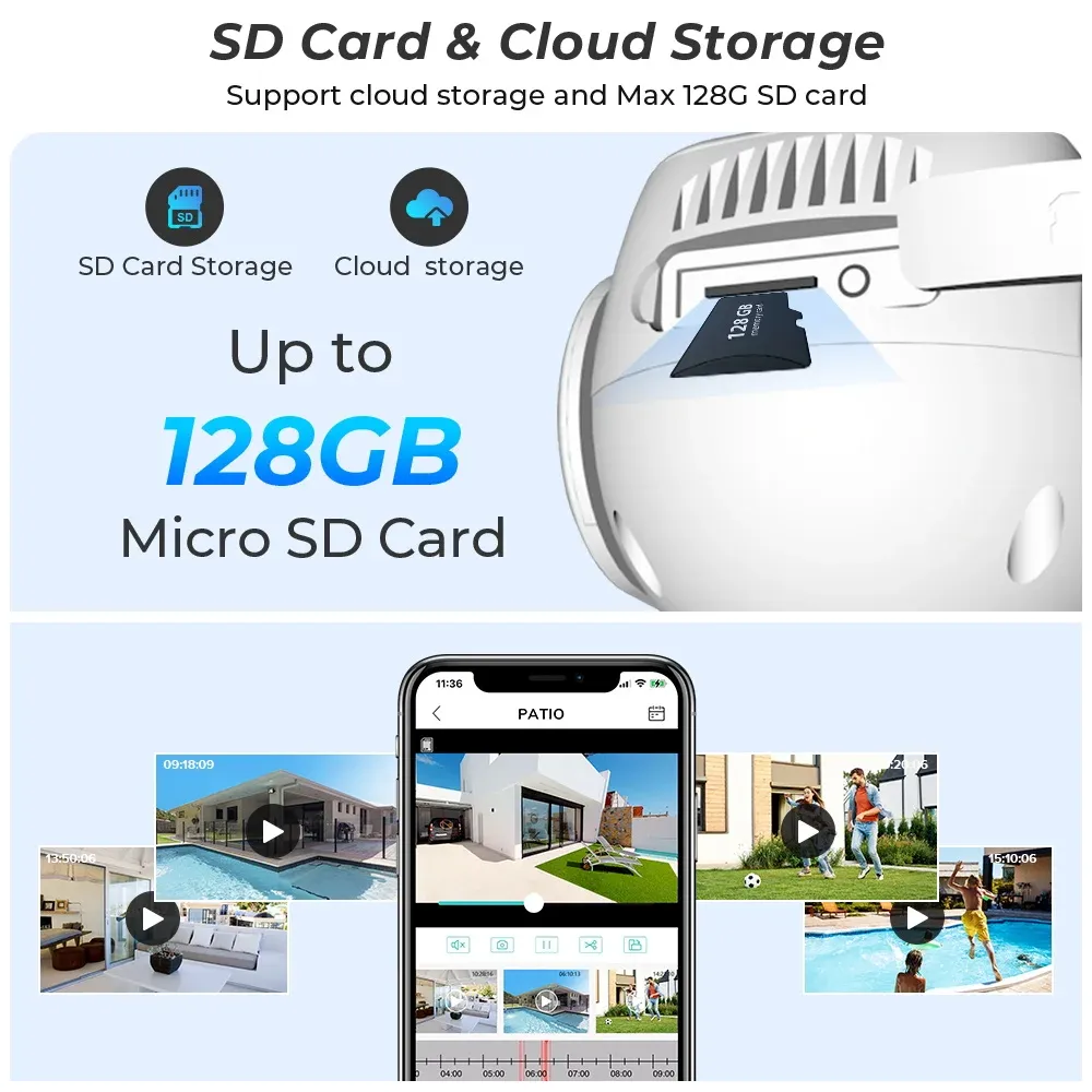 מצלמת Wi-Fi כפולה חיצונית עמידה למים באיכות צילום גבוהה 4K – תמונה 7