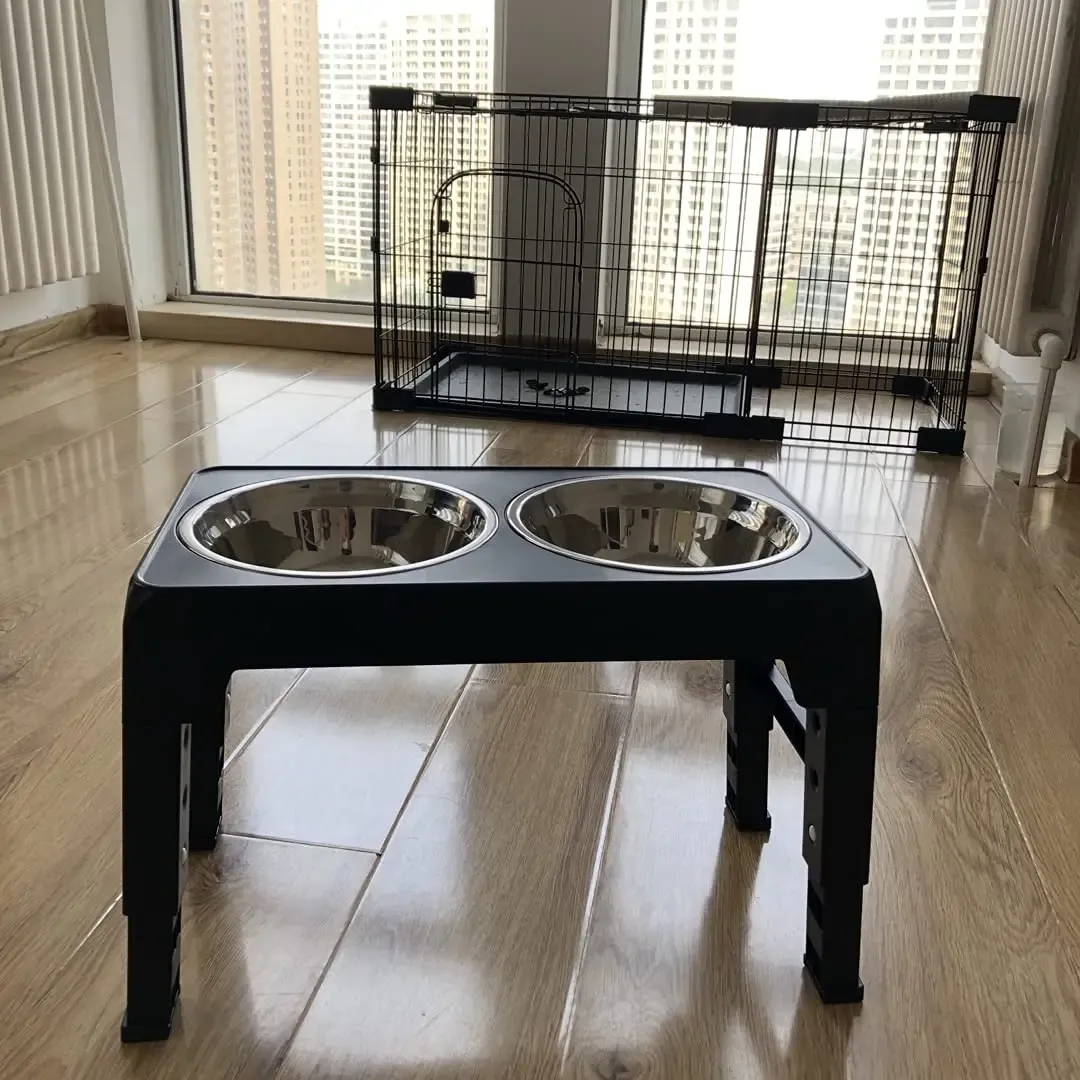 Elevated Dog Feeder Dogs Bowls Adjustable Raised Stand with Double Stainless Steel Food Water Bowls for Small Medium Large Dogs Elevated Dog Feeder Dogs Bowls Adjustable Raised Stand with Double Stainless Steel Food Water Bowls for Small Medium Large Dogs